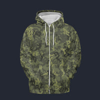 Modetrail Green Camouflage Zip Hoodie Costume, Military Costume S-5XL US Size, Gift For Him