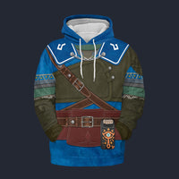 Modetrail Hylian Set Blue Champion_s Tunic Fleece Hoodie Costume, The Legend of Zelda Costume S-5XL US Size, Gift For Him