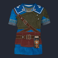 Modetrail Hylian Set Blue Champion_s Tunic T-shirt Costume, The Legend of Zelda Costume S-5XL US Size, Gift For Him