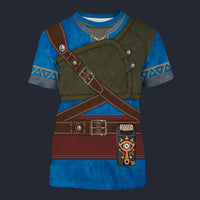 Modetrail Hylian Set Blue T-shirt Costume, The Legend of Zelda Costume S-5XL US Size, Gift For Him