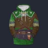 Modetrail Hylian Set Green Champion_s Tunic Fleece Hoodie Costume, The Legend of Zelda Costume S-5XL US Size, Gift For Him