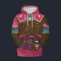 Modetrail Hylian Set Pink Champion_s Tunic Fleece Hoodie Costume, The Legend of Zelda Costume S-5XL US Size, Gift For Him