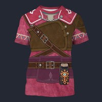 Modetrail Hylian Set Pink Champion_s Tunic T-shirt Costume, The Legend of Zelda Costume S-5XL US Size, Gift For Him