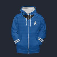 Modetrail Star Trek Into Darkness Blue Science Officers Fleece Zip Hoodie Costume, S-5XL US Size, Gift For Him