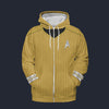 Modetrail Star Trek Into Darkness Gold Engineering Officers Fleece Zip Hoodie Costume, S-5XL US Size, Gift For Him