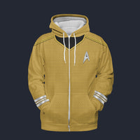 Modetrail Star Trek Into Darkness Gold Engineering Officers Zip Hoodie Costume, S-5XL US Size, Gift For Him