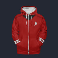 Modetrail Star Trek Into Darkness Red Command Officers Zip Hoodie Costume, S-5XL US Size, Gift For Him