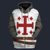 Modetrail Italia Knight of the Order of the Holy Sepulchre Fleece Zip Hoodie Costume, British Costume S-5XL US Size, Gift For Him