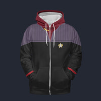 Modetrail Jean-luc Picard Fleece Zip Hoodie Costume, Star Trek Costume S-5XL US Size, Gift For Him