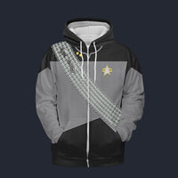 Modetrail Klingon Warrior Wolf Gray Fleece Zip Hoodie Costume, Star Trek Costume S-5XL US Size, Gift For Him