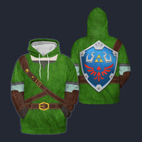 Modetrail Knights of Skyloft Green Shield Tracksuit Costume Hoodie Sweatshirt T-Shirt Sweatpants, The Legend of Zelda Costume S-5XL US Size