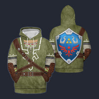 Modetrail Link Attire Hylian Shield Hoodie Costume, The Legend of Zelda Costume S-5XL US Size, Gift For Him
