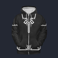 Modetrail Link Breath of the Wild Champion Tunic Black Fleece Zip Hoodie Costume, The Legend of Zelda Costume S-5XL US Size, Gift For Him