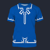 Modetrail Link Breath of the Wild Champion Tunic Blue T-shirt Costume, The Legend of Zelda Costume S-5XL US Size, Gift For Him