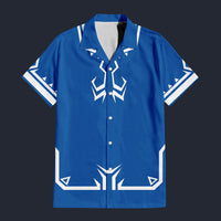 Modetrail Link Breath of the Wild Champion Tunic Blue Version 2 Hawaiian Shirt Costume, The Legend of Zelda Costume S-5XL US Size, Unisex Button Down Shirt
