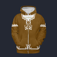 Modetrail Link Breath of the Wild Champion Tunic Brown Version 2 Fleece Zip Hoodie Costume, The Legend of Zelda Costume S-5XL US Size, Gift For Him
