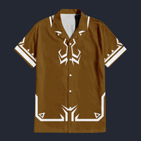 Modetrail Link Breath of the Wild Champion Tunic Brown Version 2 Hawaiian Shirt Costume, The Legend of Zelda Costume S-5XL US Size, Unisex Button Down Shirt
