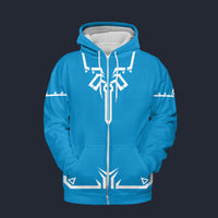 Modetrail Link Breath of the Wild Champion Tunic Fleece Zip Hoodie Costume, The Legend of Zelda Costume S-5XL US Size, Gift For Him