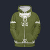 Modetrail Link Breath of the Wild Champion Tunic Green Version 2 Fleece Zip Hoodie Costume, The Legend of Zelda Costume S-5XL US Size, Gift For Him