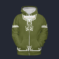 Modetrail Link Breath of the Wild Champion Tunic Green Version 2 Fleece Zip Hoodie Costume, The Legend of Zelda Costume S-5XL US Size, Gift For Him