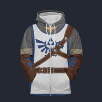 Modetrail Link Knight Attire Fleece Zip Hoodie Costume, The Legend of Zelda Costume S-5XL US Size, Gift For Him