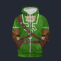 Modetrail Link Zelda Iconic Hylian Shield Fleece Zip Hoodie Costume, The Legend of Zelda Costume S-5XL US Size, Gift For Him