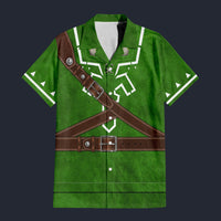 Modetrail Link Zelda Iconic Hylian Shield Hawaiian Shirt Costume, The Legend of Zelda Costume S-5XL US Size, Unisex Button Down Shirt