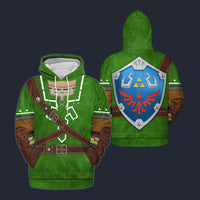 Modetrail Link Zelda Iconic Hylian Shield Hoodie Costume, The Legend of Zelda Costume S-5XL US Size, Gift For Him