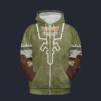 Modetrail Link Zelda Plain Version Zip Hoodie Costume, The Legend of Zelda Costume S-5XL US Size, Gift For Him