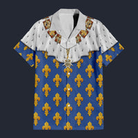 Modetrail France Louis XIV of France in Coronation Robes Hawaiian Shirt Costume, France Costume S-5XL US Size, Unisex Button Down Shirt