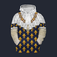 Modetrail France Louis XVIII of France in Coronation Robes Fleece Hoodie Costume, France Costume S-5XL US Size, Gift For Him