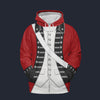 Modetrail Loyalist Soldier Redcoat American Revolutionary War Fleece Zip Hoodie Costume, American Costume S-5XL US Size, Gift For Him