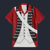 Modetrail Loyalist Soldier Redcoat American Revolutionary War Hawaiian Shirt Costume, American Costume S-5XL US Size, Unisex Button Down Shirt