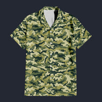 Modetrail Military Green Camo Hawaiian Shirt Costume, Military Costume S-5XL US Size, Unisex Button Down Shirt