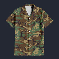 Modetrail Military camouflage U.S. Woodland Hawaiian Shirt Costume, Military Costume S-5XL US Size, Unisex Button Down Shirt