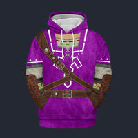 Modetrail Purple Link Attire Zelda Tracksuit Costume Hoodie Sweatshirt T-Shirt Sweatpants, The Legend of Zelda Costume S-5XL US Size