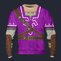 Modetrail Purple Link Attire Zelda Hylian Shield Long Sleeves Costume, The Legend of Zelda Costume S-5XL US Size, Gift For Him