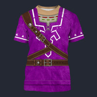 Modetrail Purple Link Attire Zelda Hylian Shield T-shirt Costume, The Legend of Zelda Costume S-5XL US Size, Gift For Him