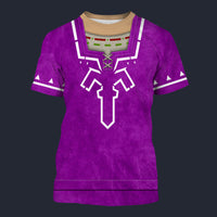 Modetrail Purple Link Attire Zelda Plain Version Version T-shirt Costume, The Legend of Zelda Costume S-5XL US Size, Gift For Him