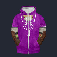 Modetrail Purple Link Attire Zelda Plain Version Version Zip Hoodie Costume, The Legend of Zelda Costume S-5XL US Size, Gift For Him