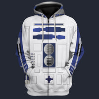 Modetrail R2-D2 Fleece Zip Hoodie Costume, Star Wars Costume S-5XL US Size, Gift For Him