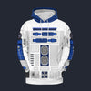 Star Wars R2 D2 Robot Fleece Hoodie Costume, S-5XL US Size, Gift For Him