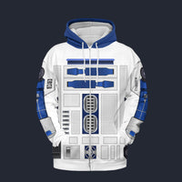 Star Wars R2 D2 Robot Fleece Zip Hoodie Costume, S-5XL US Size, Gift For Him