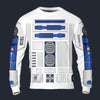 Star Wars R2 D2 Robot Tracksuit Costume Hoodie Sweatshirt T-Shirt Sweatpants, S-5XL US Size