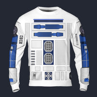 Star Wars R2 D2 Robot Long Sleeves Costume, S-5XL US Size, Gift For Him
