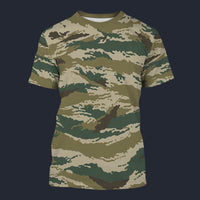 Modetrail Russian Tiger Stripe Kamysh Green Camo T-shirt Costume, Military Costume S-5XL US Size, Gift For Him