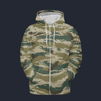 Modetrail Russian Tiger Stripe Kamysh Green Camo Zip Hoodie Costume, Military Costume S-5XL US Size, Gift For Him