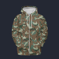 Modetrail SADF Chocolate Chip Soldier 2000 Camo Fleece Zip Hoodie Costume, Military Costume S-5XL US Size, Gift For Him