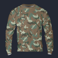 Modetrail SADF Chocolate Chip Soldier 2000 Camo Long Sleeves Costume, Military Costume S-5XL US Size, Gift For Him