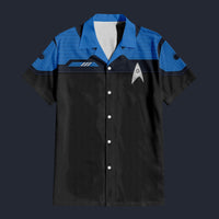 Modetrail Standard Duty Uniform Sciences Division Hawaiian Shirt Costume, Star Trek Costume S-5XL US Size, Unisex Button Down Shirt